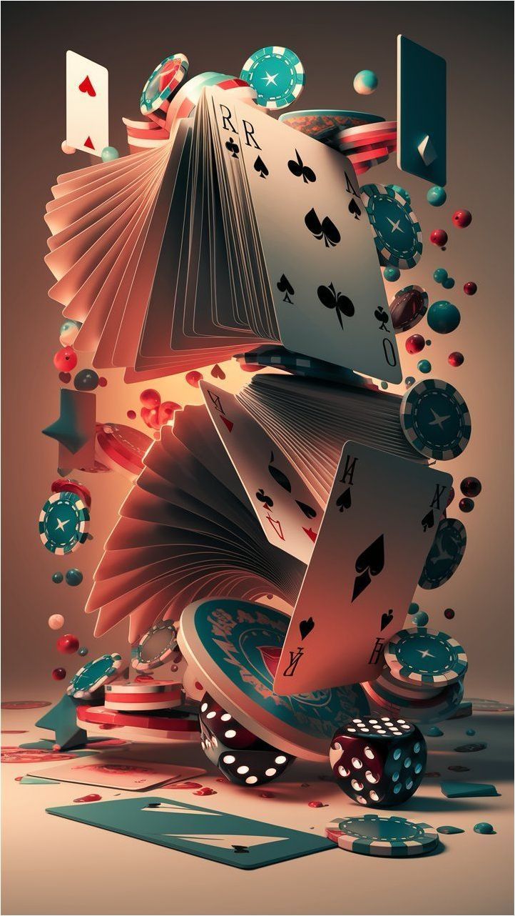 Close-up of playing cards showing pocket cards and community cards